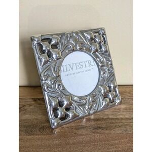 Silvestri Silver SQUARE 6x6 Picture Frame CIRCLE PHOTO Chunky Ornate Heavy
